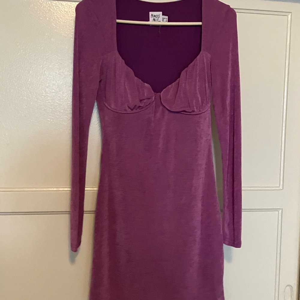 Princess Polly Purple Ruched Long Sleeve Sheath Dress
